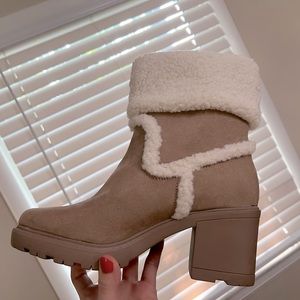 JustFab Chunky Winter Heel Booties
